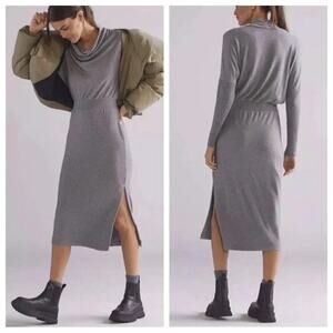 DAILY PRACTICE Draped Cowl Neck Midi Dress in Gray Women’s XXS